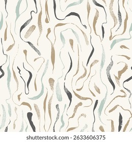 Abstract line pattern with textured color strokes on beige background.