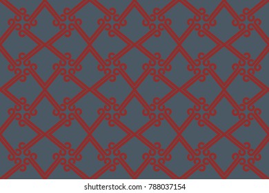 Abstract line pattern vector. Seamless design rope red on blue background. Design print for textile, fabric, wallpaper, background.