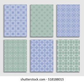 Abstract line patterns backgrounds set. Collection for Banners, Flyers, Placards and Posters. Retro backgrounds. Vector geometric lace patterns. A4 size