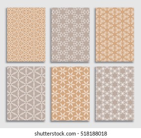 Abstract line patterns backgrounds set. Collection for Banners, Flyers, Placards and Posters. Retro backgrounds. Vector geometric lace patterns. A4 size