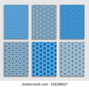 Abstract line patterns backgrounds set. Collection for Banners, Flyers, Placards and Posters. Retro backgrounds. Vector geometric lace patterns. A4 size
