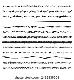 Abstrakte Linienmuster. Schwarze dekorative Ränder. Verschiedene Stile Kollektion. Vektorillustration.