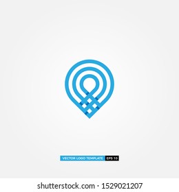abstract line pin logo design