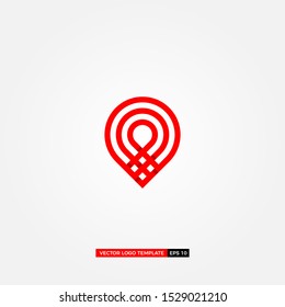 abstract line pin logo design