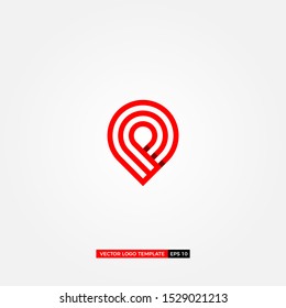 abstract line pin logo design