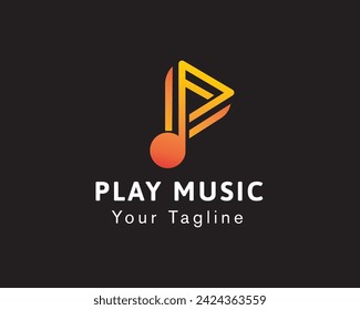 abstract line play music note logo icon symbol design template illustration inspiration