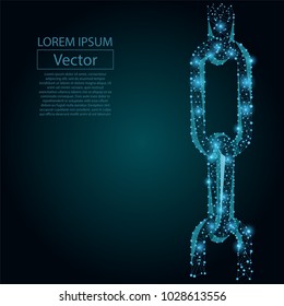 Abstract line and point Chain links. Wireframe concept of connection. Low poly vector illustration