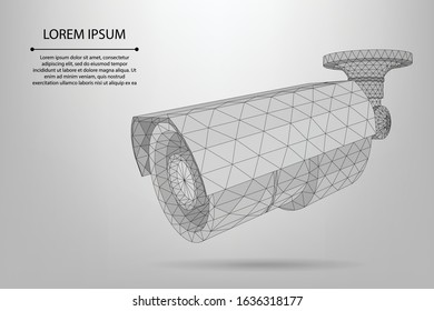 Abstract line and point street camera Low poly camcorder. Security, protection and control vector illustration.