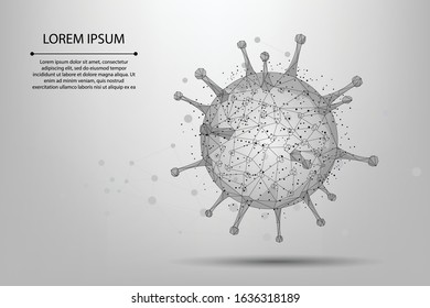 Abstract line and point Virus cell. Low poly Immunology, new strain epidemic, infection pathogen concept vector illustration. Abstract polygonal image.
