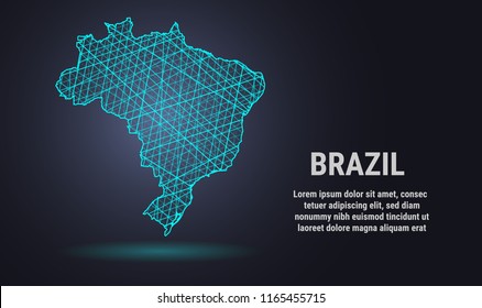 An abstract line polygonal map on a dark background. Wireframe 3D mesh polygonal network line, design sphere, dot, and structure. communications map of USA. Vector. EPS 10