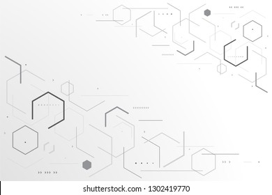 Abstract line polygonal shapes isolated in gray color. Technology background template.