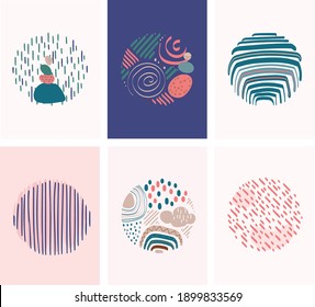 Abstract line pop art collection Bohemian style with rainbow elements