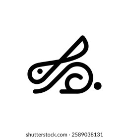 Icono de logotipo de conejo de línea abstracta