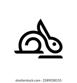 Icono de logotipo de conejo de línea abstracta