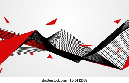Abstract line red black background concept Vector graphic design.
