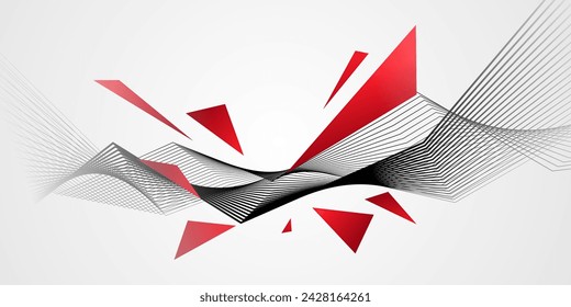 Línea abstracta de fondo negro rojo concepto Diseño gráfico vectorial