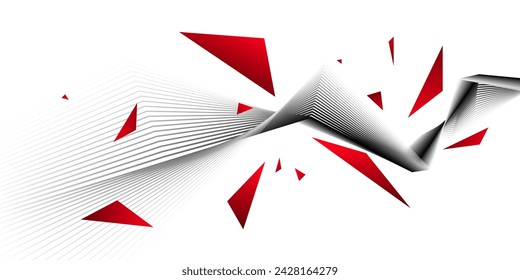Abstract line red black background concept Vector graphic design