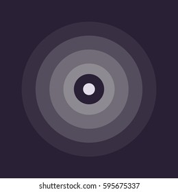 abstract line ripple emblem. Radar, sound or vibration icon. Flat design. Dark background.