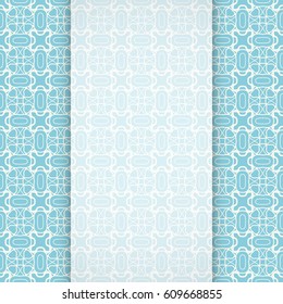 Abstract line seamless geometric pattern with panel for the text. Greeting card or Wedding invitation template. Trendy linear background, lace texture, tribal ethnic arabic, indian decorative ornament