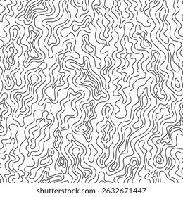 Abstract line seamless pattern. Wavy distorted organic shapes. Vector outline psychedelic trendy background