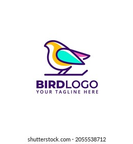 Abstract line shape bird illustration logo