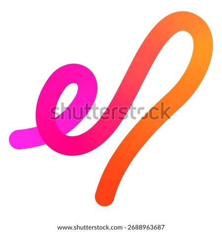 Abstract Line Shape with Color Gradient. Vector 3D Wave Pattern Element. Squiggle Swirl Ribbon in Pink and Yellow Colors.