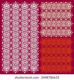 Abstract line shape flowers geometric motif basic pattern continuous background. Oriental style damask floral tile modern lux fabric design textile swatch ladies dress, man shirt all over print block.