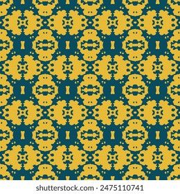 Abstract line shape flowers geometric motif basic pattern continuous background. Decorative ornament in retro vintage design style. 