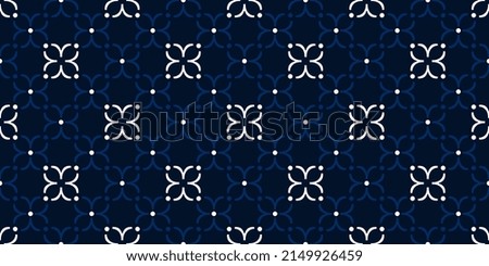 Abstract line shape flowers geometric motif basic pattern continuous background. Oriental style damask floral tile modern lux fabric design textile swatch ladies dress, man shirt all over print block.