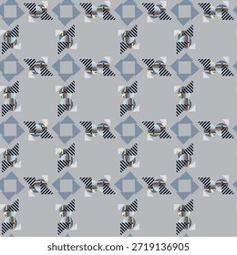 Abstract line shape geometric motif basic pattern continuous background. Oriental style tile modern lux fabric design textile swatch. 
