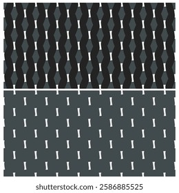 Abstract line shape pattern monochrome rhombus motif black white background minimalist modern ornament fabric design. Small elements allover print block for apparel textile, ladies dress, men's shirt.