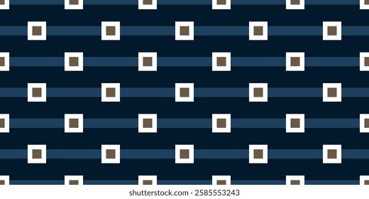 Abstract line shape pattern squares motif classic blue background. Modern fabric stylish design textile swatch ladies dress, man shirt allover print block. High resolution image digital illustration.