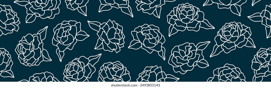 Abstract line shape rose flower organic seamless pattern. modern floral leaf geometric pattern background. roses silhouette summer pattern.