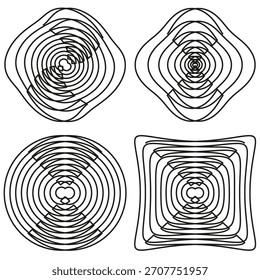 Abstrakte Linienformen. Konzentrische Ringe. Optischer grafischer Vektor. Modernes Minimaldesign.