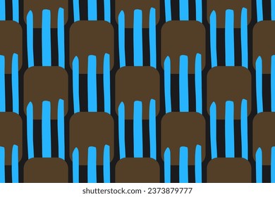 Abstract line shapes vector pattern deep blue background seamless rectangle texture. Modern geometric design textile fabric swatch all over print block.