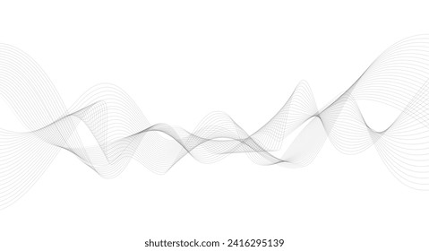 Abstract line smooth wave on a white background. dynamic sound wave. frequency sound wave, twisted curve lines with blend effect. technology, data science, geometric border. vector design.