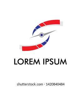 abstract line with speedometer logo icon for turbo and race company