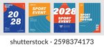 Abstract line sport poster background vector set. Minimalist cover template with vibrant perspective line wave in motion. Ideal design for social media, cover, banner, flyer, ads.