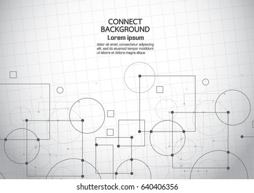 Abstract line square and circle elements. network and connection background. Vector illustration