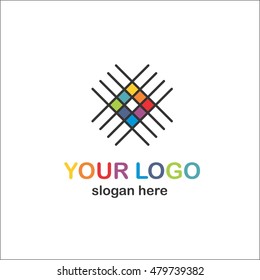 Abstract line and square logo