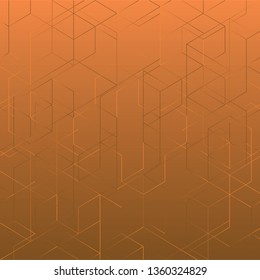 Abstract line square on brown color background, vector illustration