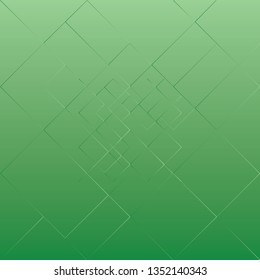Abstract line square on green background, vector illustration