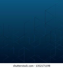 Abstract line square on navy blue color background, vector illustration