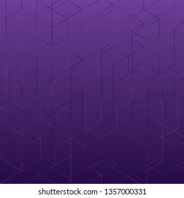 Abstract line square on violet color background, vector illustration
