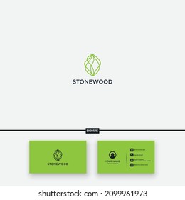 abstract line stone and root logo