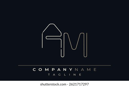 AM Abstract Line Style Logo. Minimalist Design Featuring the Letters A and M Abstract Line Style