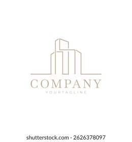 Abstract line style real estate building logo. Architect house logo, architectural and construction design vector
