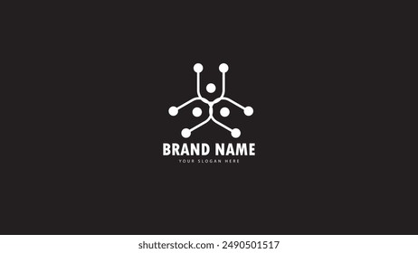 abstract line technology, connecting line logo technology design, icon logo suitable for idea your brand bussiness isolated in black, creative modern trendy design