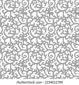 abstract line texture with creeper seamless vector pattern background, embroidery design pattern
