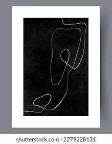 Abstract line tortuous way wall art print. Printable minimal abstract line poster. Contemporary decorative background with way. Wall artwork for interior design.